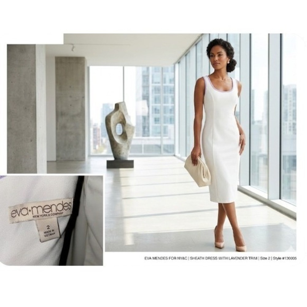 New York & Company White Sleeveless Sheath Dress‎